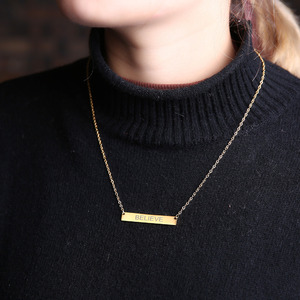 <span class=keywords><strong>Collar</strong></span> con colgante de barra en blanco personalizado, <span class=keywords><strong>collar</strong></span> de acero inoxidable de 3 colores, placa con nombre personalizada, puede grabar letras y palabras, joyería - Product Image 5