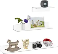 24 Inches Clear Floating Shelves for Wall, Acrylic Long Wall Shelf, Wall Mounted Shelves for Plants, Speaker, Radio