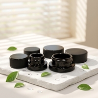 Pots en verre transparent carrés de qualité supérieure avec logo personnalisé et couvercles noirs 3ml 5ml 7ml 9ml pour le reconditionnement cosmétique