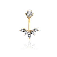 Produit transfrontalier très vendu : Piercing de nombril pour femme avec zircon coloré, pampille, trèfle à quatre feuilles et motif dauphin mignon
