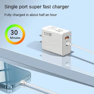 120W GaN Dual <b>USB</b>-A Type C <b>Wall</b> Charger Quick Charge 2 Ports QC 3.0 PD <b>USB</b> C Fast Charging Mobile Phone Power Adapter - Product Image 6