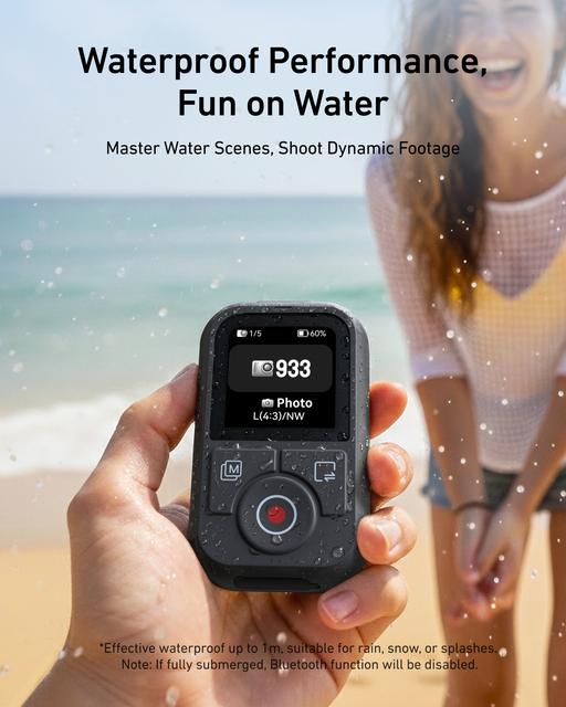 TELESIN Bluetooth Action Camera Remote Controller 1M Waterproof One-Click Wake up for Action Camera Outdoor Vlog Shooting