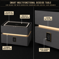 Table de chevet intelligente, chargement sans fil, 2 tiroirs, verrouillage par empreinte digitale, lumière LED, meuble de chambre à coucher, fabricant