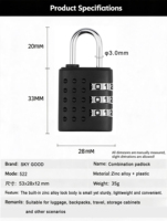 Fabricant de cadenas à combinaison, cadenas de sécurité léger et élégant pour les voyages, cadenas tendance et portable