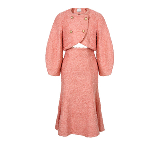 ZYHT 11198 inverno <span class=keywords><strong>abiti</strong></span> due pezzi giacca di <span class=keywords><strong>Tweed</strong></span> donna gonna Set cappotto corto a maniche lunghe e gonna Midi - Product Image 5