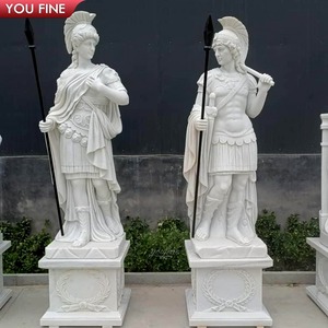 Youfine bằng đá cẩm thạch trắng Châu Âu chiến binh điêu khắc cho cổ điển vườn Manor vuông trang trí nội thất - Product Image 4