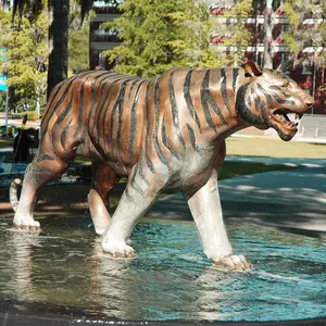 Estatua de tigre realista de gran tamaño para decoración de jardín al aire libre, decoración de parque, la mejor calidad