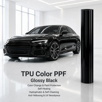 Film de protection de peinture pour carrosserie de voiture PPF noir brillant Lubrizol TPU 7,5 mil hydrophobe auto-réparant instantané 6 ans