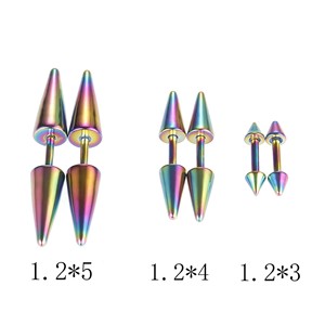 Hip Hop Punk 16G <span class=keywords><strong>Double</strong></span> pointe <span class=keywords><strong>Tragus</strong></span> Cartilage cône pointu haltères goujons boucle d'<span class=keywords><strong>oreille</strong></span> homme 316L acier inoxydable pointe <span class=keywords><strong>oreille</strong></span> <span class=keywords><strong>Piercing</strong></span> - Product Image 2