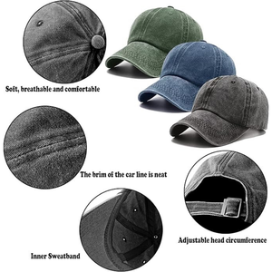 3-Pack Vintage Washed Oxford Cotton Baseball Cap Adjustable Low Profile Plain Dad Hat Casquette classique unisexe pour hommes - Product Image 3