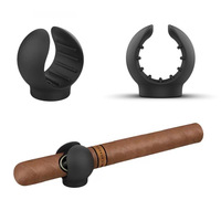 Support de cigare portable élégant en silicone noir pour voiturette de golf avec anneau magnétique intégré, calibre 45-52