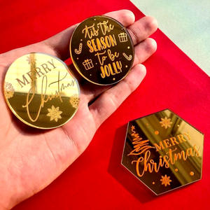 Décorations de gâteau de Noël <span class=keywords><strong>2023</strong></span>, nouveau design, cercles pour cupcakes, décorations en acrylique pour desserts, cadeaux - Product Image 2