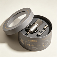Cylindre en carton noir de qualité supérieure pour microphones de studio professionnels et équipement audio avec finition UV spot et logo personnalisé