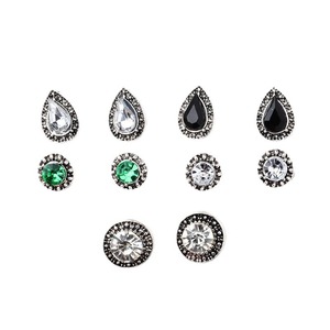 Boucles d'oreilles tendance en cristal et strass, forme goutte d'eau, serti clos, bijoux de fête pour femme, lot de 5 paires - Product Image 3