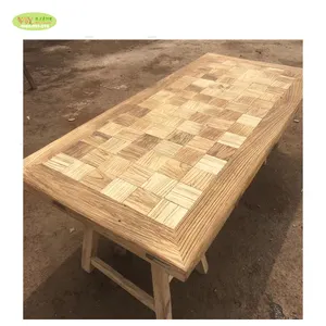 Chinese Old Recycle Elm Wood Dining Table Furniture / Reclaimed Elm Wood Parquet Dining Table For Restaurant hotel