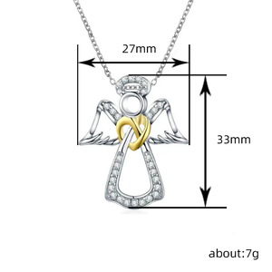 Collana con Ciondolo a Forma di Cuore e Angelo per Donne - Product Image 3