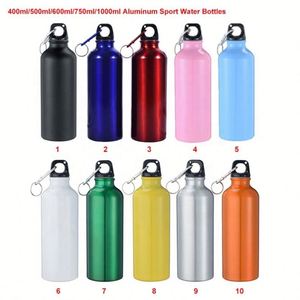 Bouteilles d'eau sportives en aluminium personnalisées avec logo, 400 ml, 500 ml, 600 ml, 750 ml, réutilisables avec bouchons à vis et mousquetons inclus, sans BPA - Product Image 4