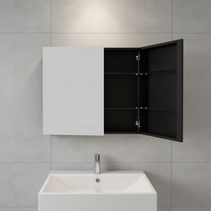 Estantes Ajustables de 24 x 30 Pulgadas, Espejo con Marco Negro de Aluminio, Gabinete de Medicamentos para Colgar en la Pared del Baño, Diseño Contemporáneo - Product Image 2