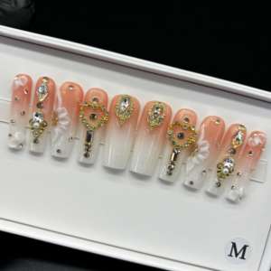 <span class=keywords><strong>Uñas</strong></span> Postizas 3D con Diseños Mixtos, <span class=keywords><strong>Uñas</strong></span> Acrílicas de Lujo con Brillantina y Diamantes de Imitación, Reutilizables, Cobertura Completa, con Pegamento, 10 Piezas, para Mujeres, Uso Diario, Fiestas, Bodas - Product Image 3