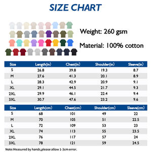 T-shirt épais 38 couleurs 260G en pur coton à double fil pour l'été - Product Image 6