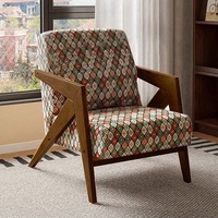 Fauteuil simple Richard fait main, durable, confortable, décontracté, rétro, capitonné, design de luxe pour balcon, café, salon