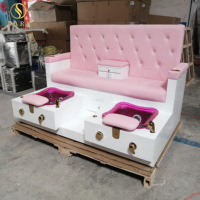 Luxe double sièges salon de manucure meubles couleur rose pas cher spa pédicure chaises pour pied spa pour les filles