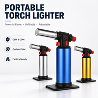 YIZHENG YZ-709 Briquet torche pistolet à flamme jet de butane réglable en métal avec design moderne renforcé en aluminium et zinc