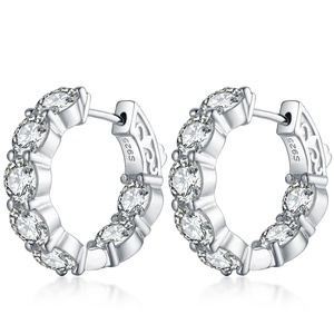 Jewelry Manufacturer Round Solid Sterling Silver 925 White Cz Inside Out <strong>Hoop</strong> <strong>Earrings</strong>, CZ <strong>Hinge</strong> <strong>Hoop</strong> Small <strong>Earring</strong> - Product Image 4