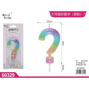 Forma affusolata della torta di compleanno della cera della candela del partito del punto interrogativo dell'arcobaleno per le celebrazioni e gli eventi del nuovo anno - Product Image 1