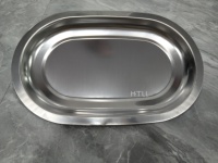 Assiette ovale en acier inoxydable 410 pour buffet de cuisine, service de riz et de poisson, édition limitée à prix réduit 28*18*2 cm
