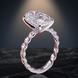 Anillos de Lujo RIZTA JEWELS, Hechos a Mano, en Oro Blanco Sólido de 10-18k, con Diamante Cultivado en Laboratorio de 3.5ct, Corte Ovalado, Color D, Certificado IGI - Product Image 3