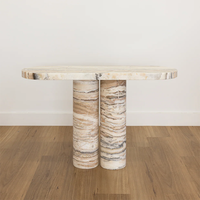 Table console de salon KUMUSI FURNITURE Wabi-Sabi en marbre crème avec base solide