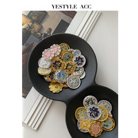 23mm 16.5mm Nouveau Style chinois Fleur en métal Bouton creux avec diamant Costume Veste Manteau Boutons décoratifs