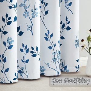 Farmhouse High Quality Prints <strong>Navy</strong> Blue Opaque <strong>Curtains</strong> Leaves Floral <strong>Pattern</strong> Vintage Blackout <strong>Curtains</strong> for Living Room Bedroom - Product Image 5