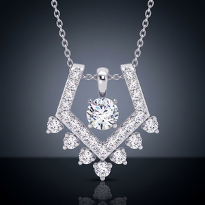 Collier pendentif en argent 925 plaqué rhodium pour femme, diamant taille brillant ronde, chaîne gourmette de luxe, bijoux de mariage - Product Image 3