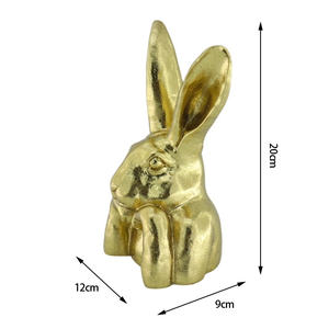 تماثيل أرنب بلاستيكية مطلية بالبلاتين والذهب تمثال أرنب ذهبي لديكور عيد الفصح - Product Image 2