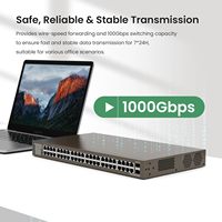 Switch Ethernet Gigabit Full-Duplex No Administrado Tenda TEG1050F de 48 Puertos, 2 Ranuras SFP, Diseño Metálico Sin Ventilador, Garantía de por Vida Limitada