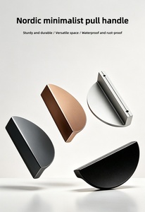 Minimalist Semicircular Aluminum Black Cabinet <strong>Knobs</strong> for <strong>Doors</strong> and Drawers - Product Image 6