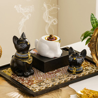 Diffuseur d'arômes en résine au design de chat égyptien, brûleur d'encens en bois de santal pour festival arabe du Moyen-Orient, encens en cascade