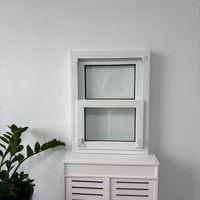 Fenêtre coulissante verticale en PVC imitation bois, profil multi-chambres, verre trempé, villa, hôtel, résistant aux intempéries, CE