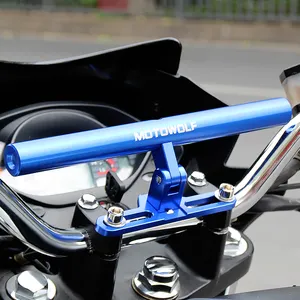Motowolf Liga de Alumínio Gps Montar Extensão Extensores Espelho Da Motocicleta Guiador
