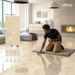 Vistaar Alaska Bianco White Marble Porcelain Tiles 600x1200mm Glossy Polished Dark Vein Design - Product Image 4