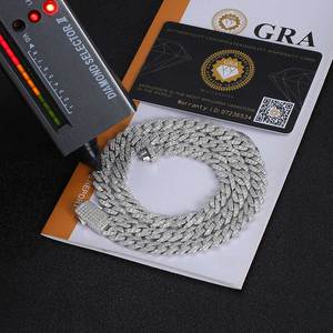 Kalung Hip-Hop <span class=keywords><strong>Cross</strong></span>-Border Perak Sterling S925 Moissanite Pria Rantai Kuba 8mm Perhiasan Kelas Atas - Product Image 1