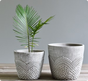 Pots à fleurs contemporains en fibre de verre vieillis, design dentelle, respirants, petits pots pour plantes succulentes, décoration maison et jardin - Product Image 1