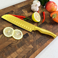 Ensemble de 8 couteaux de cuisine à manche creux avec revêtement doré, ustensiles de cuisine en gros