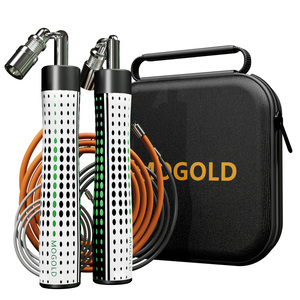 Corde à sauter <span class=keywords><strong>de</strong></span> <span class=keywords><strong>luxe</strong></span> réglable personnalisée <span class=keywords><strong>de</strong></span> haute qualité pour la forme physique et la musculation Corde à sauter lestée en fil d'acier - Product Image 1