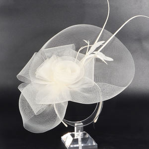 OEM Custom <strong>White</strong> <strong>Fascinators</strong> <strong>Headband</strong> with Feather Women's Tea Party Hat for Kentucky Derby Cocktail Wedding Fancy Dress Party - Product Image 2