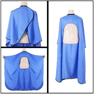 Cape de coiffure en pongé avec logo personnalisé, fenêtre de visualisation transparente, robes de coupe de cheveux pour hommes, imperméable, salon de coiffure, barbier - Product Image 5