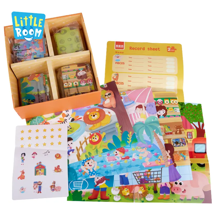 Leven Scène Educatief Kinderen Gift Peuter Kids Aanpassen Jigsaw 3d Dinosaurus Kartonnen Puzzel Cutely 4 In 1 Puzzel Set