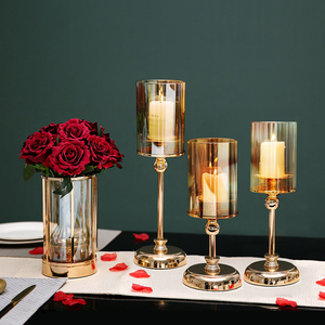 Portavelas de Cristal Dorado, Estilo Europeo, Centro de Mesa Romántico para Cena, Decoración del Hogar - Product Image 5
